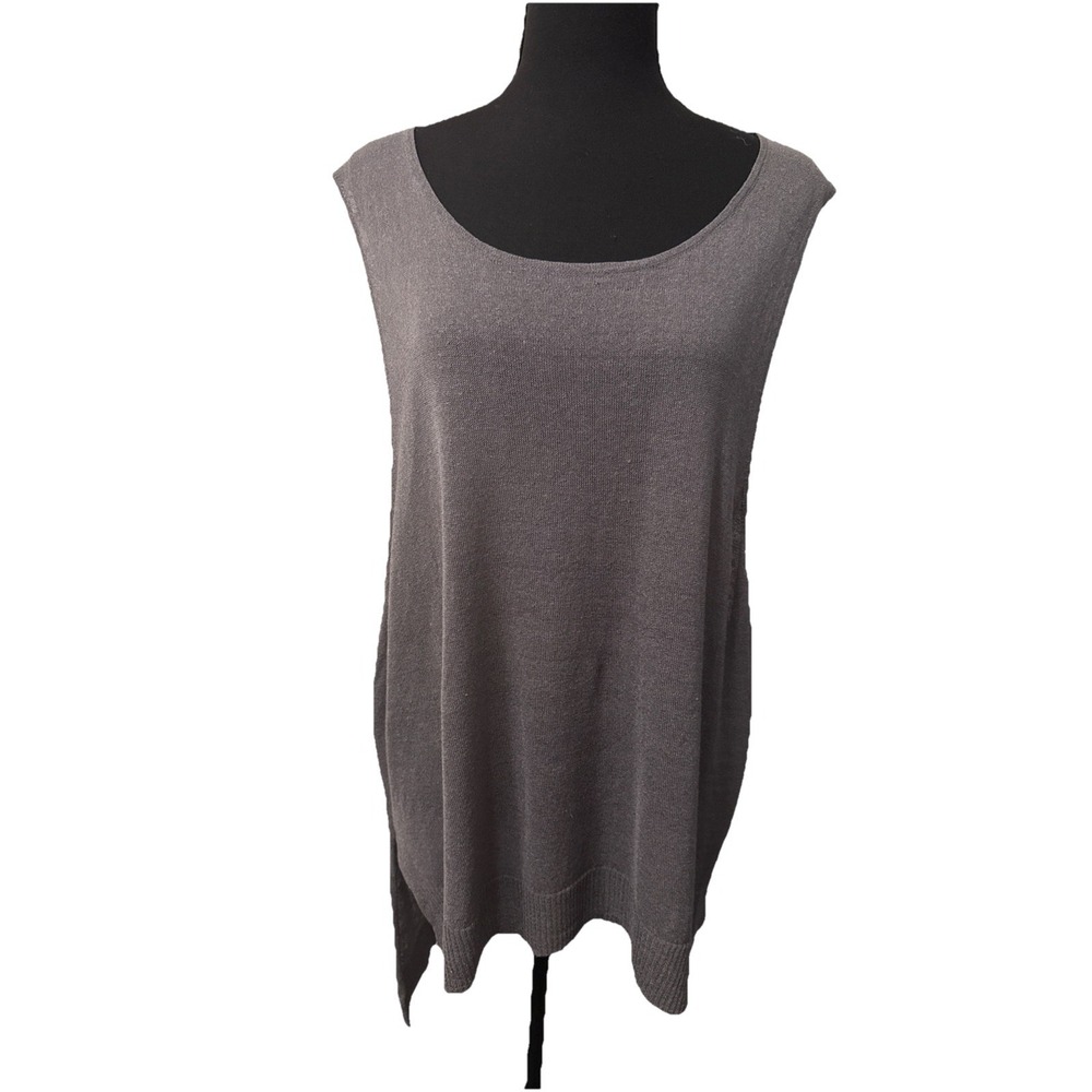 Eileen Fisher XL Gray Blouse Tunic Top Women Italian Yarn Lightweight Lagenlook